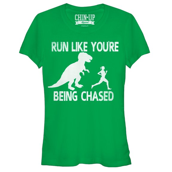 Junior's CHIN UP Dinosaur Run Graphic Tee Kelly Green X Large