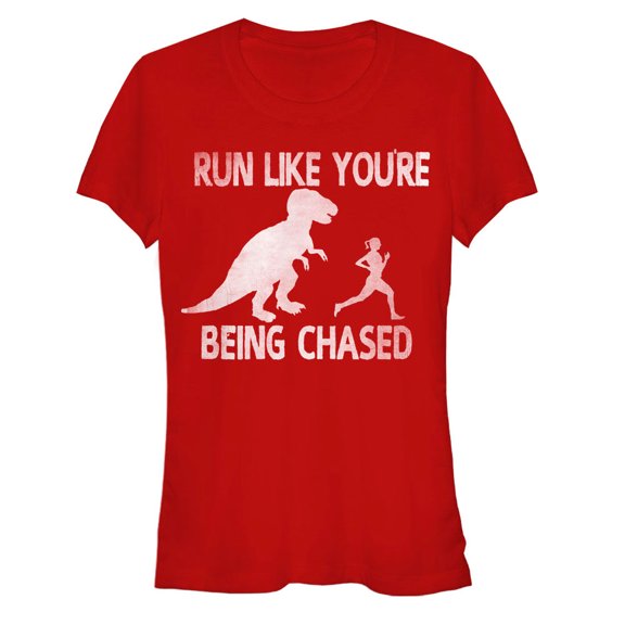 Junior's CHIN UP Dinosaur Run  Graphic Tee Red Large