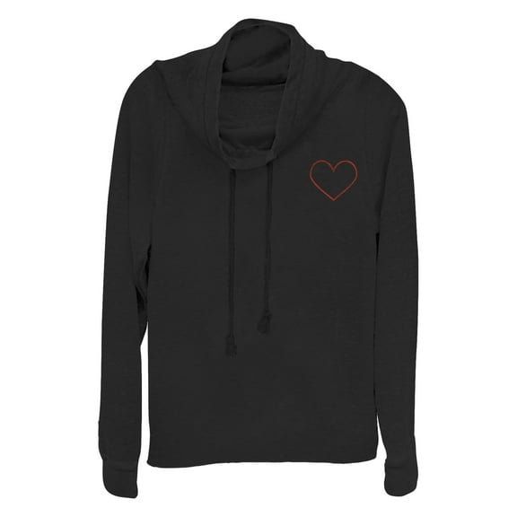 Junior's CHIN UP Distressed Heart Icon Cowl Neck Sweatshirt