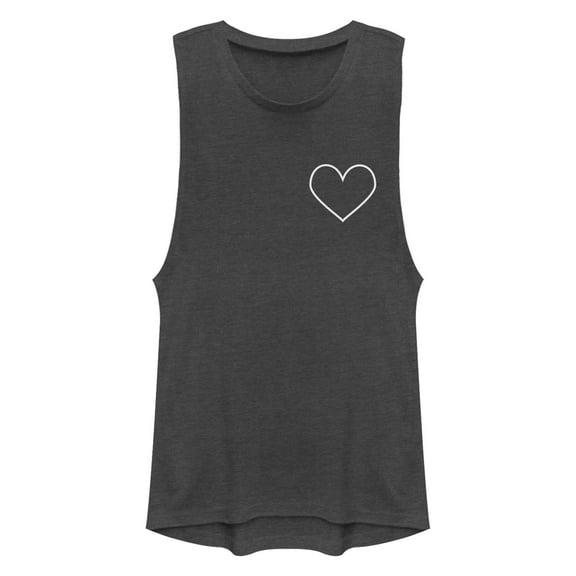 Junior's CHIN UP Distressed Heart Icon Festival Muscle Graphic T-Shirt