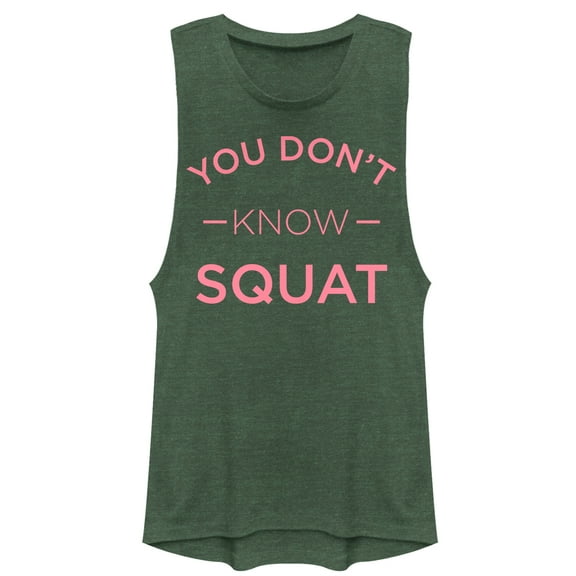 Junior's CHIN UP Don't Know Squat Festival Muscle Graphic Tee Pine Green Heather Medium