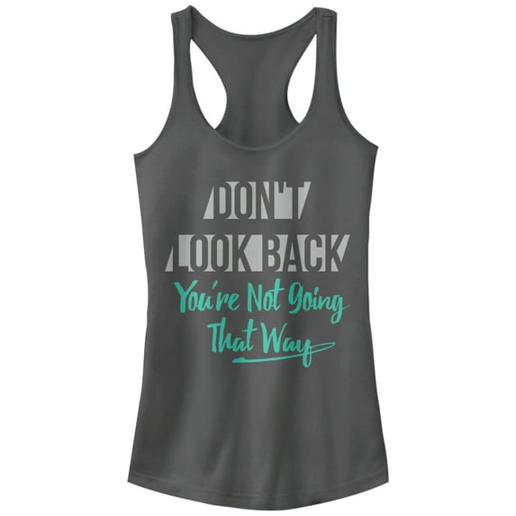 Junior's CHIN UP Don't Look Back Racerback Tank Top Charcoal Small