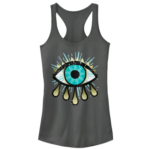 Junior's CHIN UP Eye of All Racerback Tank Top Charcoal Small