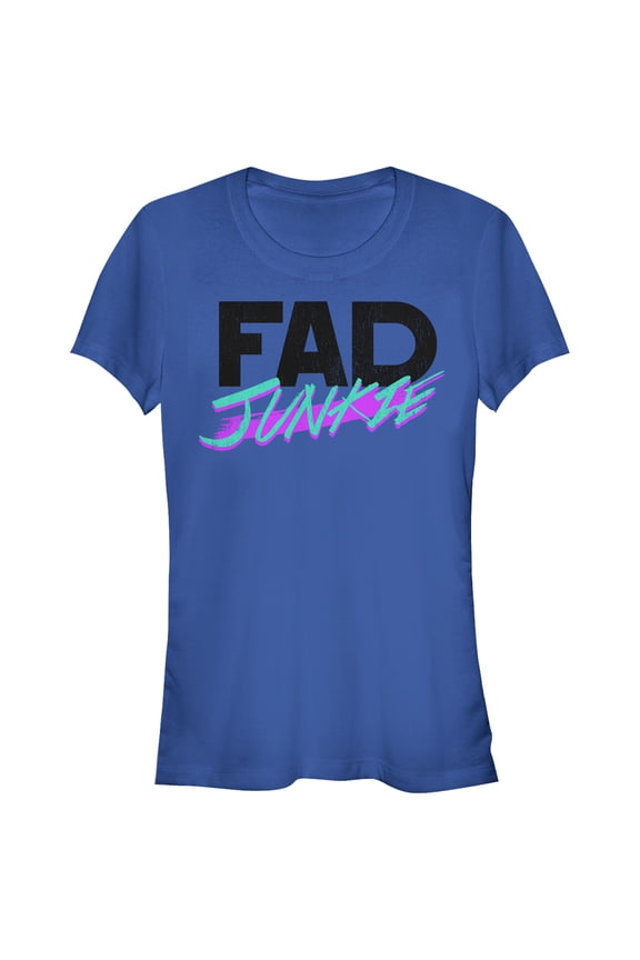 Junior's CHIN UP Fad Junkie Graphic Tee Royal Blue Large