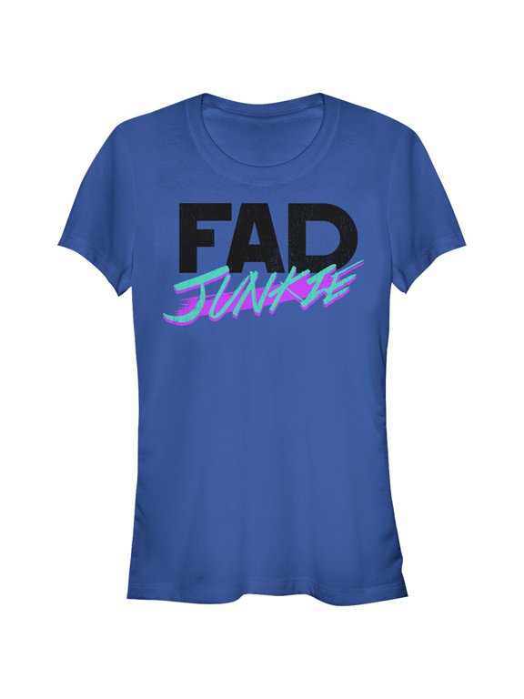 Junior's CHIN UP Fad Junkie Graphic Tee Royal Blue Medium