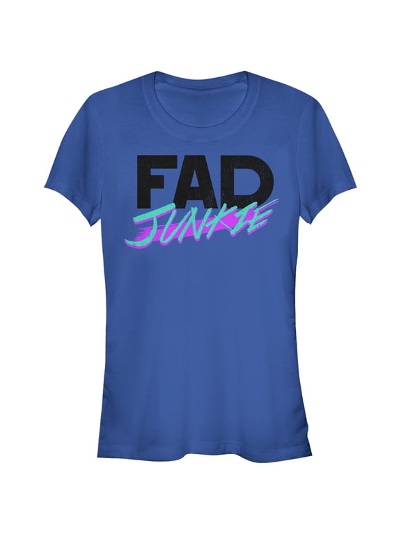 Junior's CHIN UP Fad Junkie Graphic Tee Royal Blue X Large