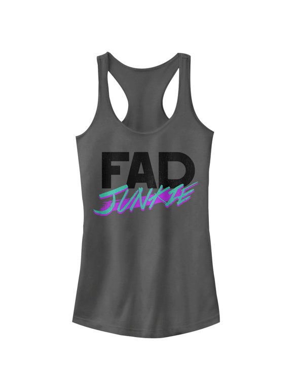 Junior's CHIN UP Fad Junkie Racerback Tank Top Charcoal Large