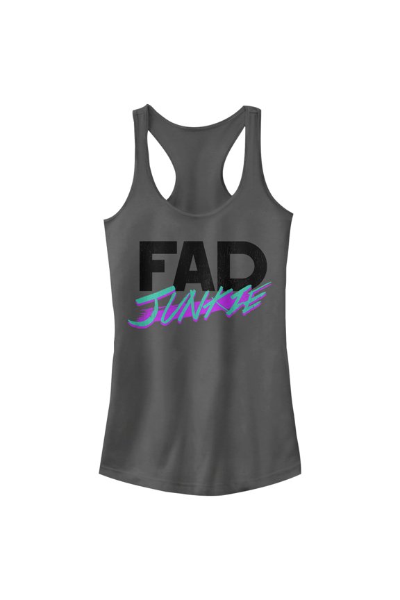 Junior's CHIN UP Fad Junkie Racerback Tank Top Charcoal Large