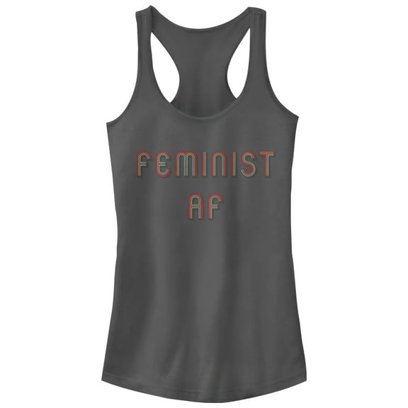 Junior's CHIN UP Feminist AF  Racerback Tank Top Charcoal 2X Large