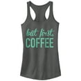 thumbnail image 1 of Junior's CHIN UP First Coffee  Racerback Tank Top Charcoal Small, 1 of 3