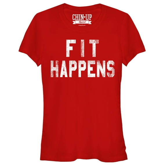 Junior's CHIN UP Fit Happens Graphic Tee Red X Large