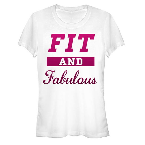 Junior's CHIN UP Fit and Fabulous Graphic Tee White Medium