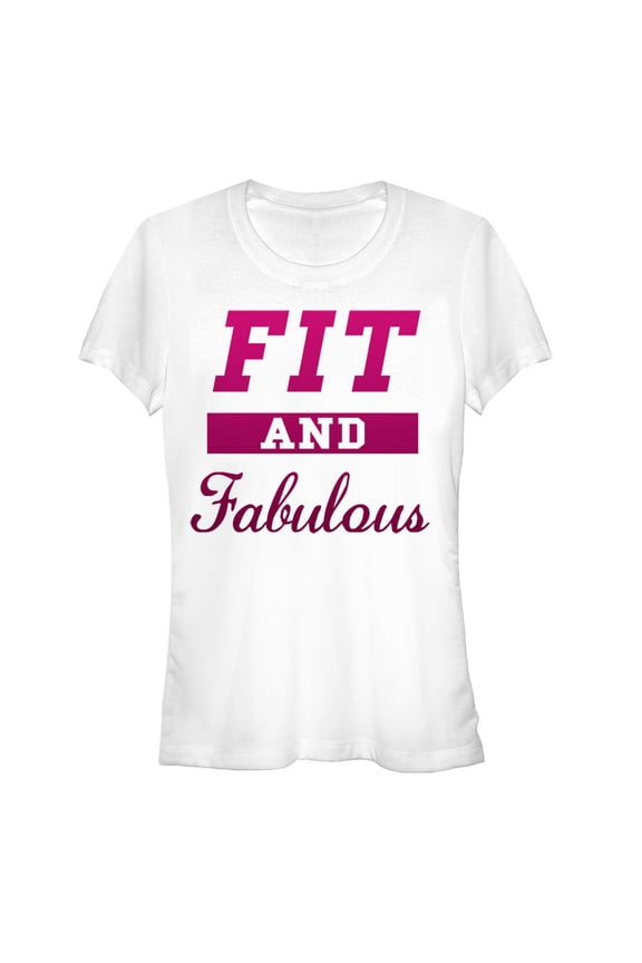 Junior's CHIN UP Fit and Fabulous Graphic Tee White Medium