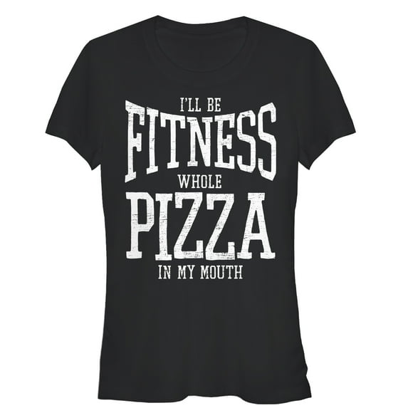 Junior's CHIN UP Fitness Whole Pizza Graphic Tee Black Large