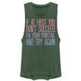 thumbnail image 1 of Junior's CHIN UP Fix Your Ponytail and Succeed  Festival Muscle Graphic Tee Pine Green Heather Small, 1 of 3