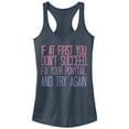 thumbnail image 1 of Junior's CHIN UP Fix Your Ponytail and Succeed  Racerback Tank Top Indigo Large, 1 of 3