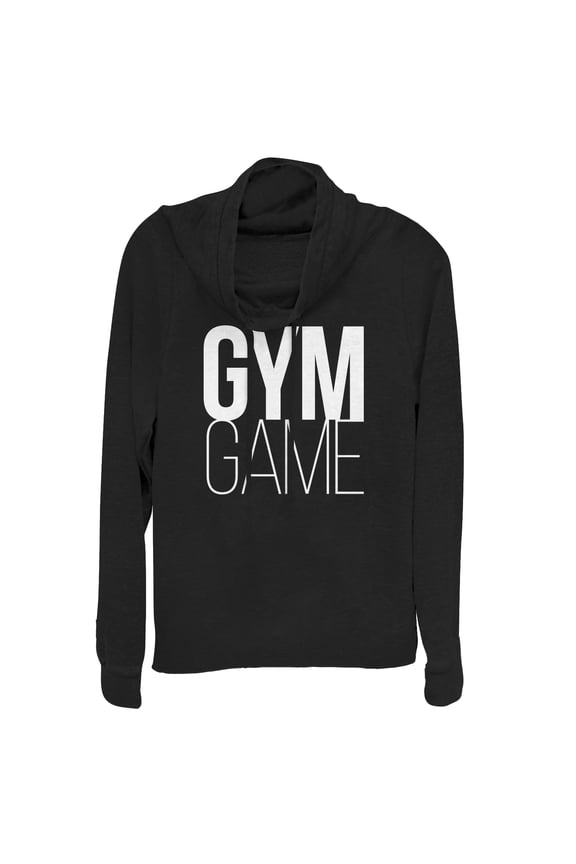 Junior's CHIN UP Gym Game Cowl Neck Sweatshirt Black Small