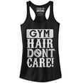 thumbnail image 1 of Junior's CHIN UP Gym Hair Don't Care  Racerback Tank Top Black X Large, 1 of 4