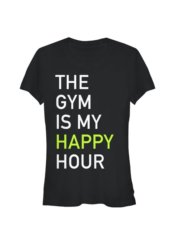 Junior's CHIN UP Gym Happy Hour Graphic Tee Black X Large