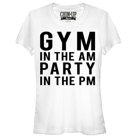 Junior's CHIN UP Gym in the AM Graphic Tee White Large