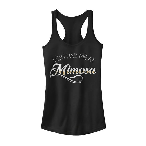 Junior's CHIN UP Had Me at Mimosa Racerback Tank Top Black 2X Large