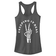 thumbnail image 1 of Junior's CHIN UP Halloween Creepin' Real Skeleton  Racerback Tank Top Charcoal 2X Large, 1 of 4