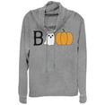 thumbnail image 1 of Junior's CHIN UP Halloween Ghost and Pumpkin Boo  Cowl Neck Sweatshirt Gray Heather Small, 1 of 3
