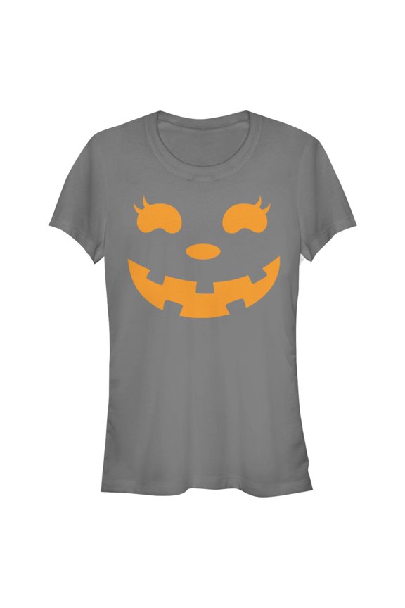 Junior's CHIN UP Halloween Jack o' Lantern Face  Graphic Tee Charcoal Small