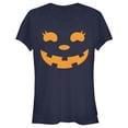 thumbnail image 1 of Junior's CHIN UP Halloween Jack o' Lantern Face Graphic Tee Navy Blue Small, 1 of 3
