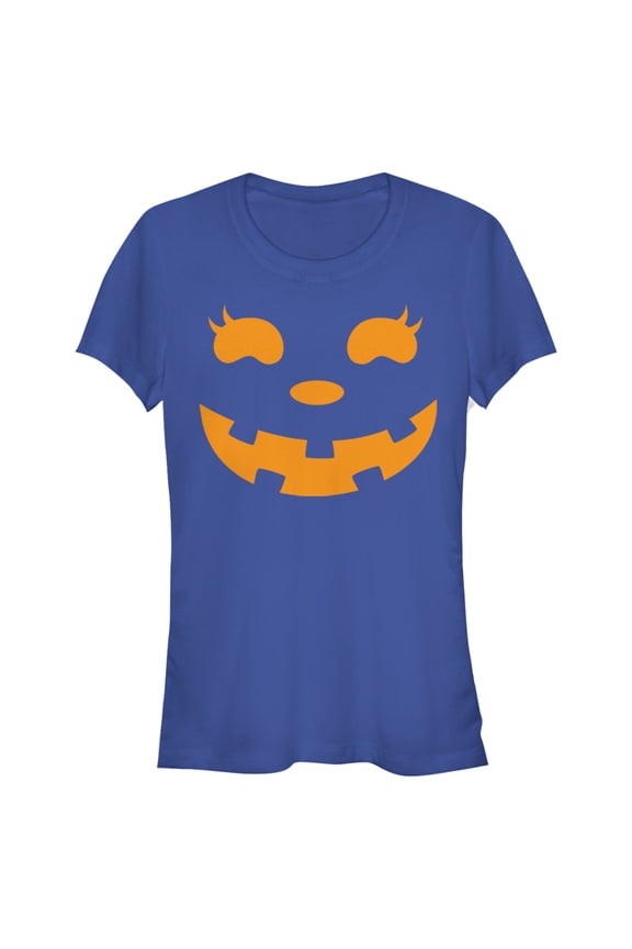 Junior's CHIN UP Halloween Jack o' Lantern Face Graphic Tee Royal Blue Large