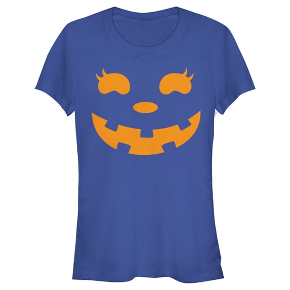 Junior's CHIN UP Halloween Jack o' Lantern Face Graphic Tee Royal Blue Small