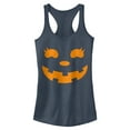 thumbnail image 1 of Junior's CHIN UP Halloween Jack o' Lantern Face  Racerback Tank Top Indigo X Large, 1 of 3