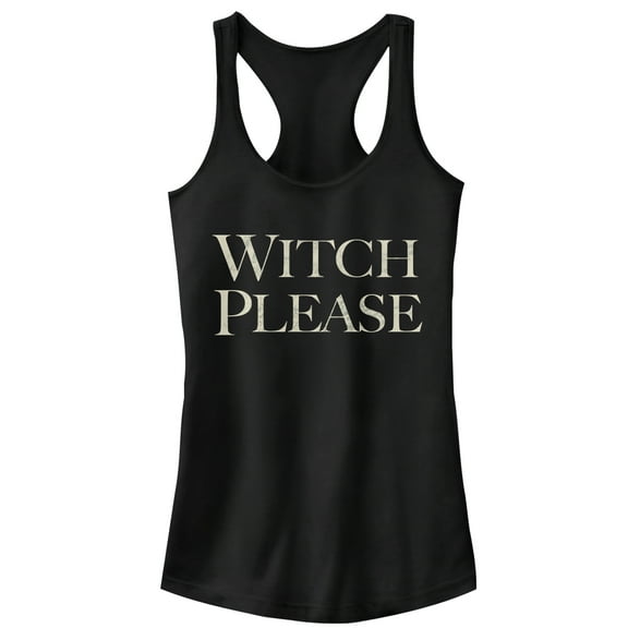 Junior's CHIN UP Halloween Witch Please Text  Racerback Tank Top Black Small