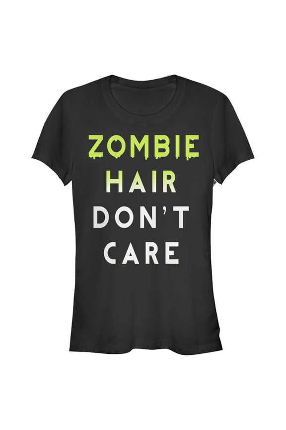 Junior's CHIN UP Halloween Zombie Hair Don't Care Graphic Tee Black Large