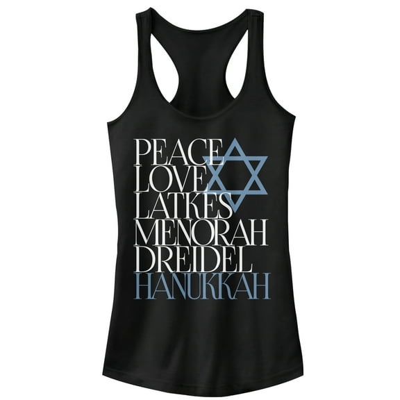 Junior's CHIN UP Hanukkah Wish List  Racerback Tank Top Black Medium