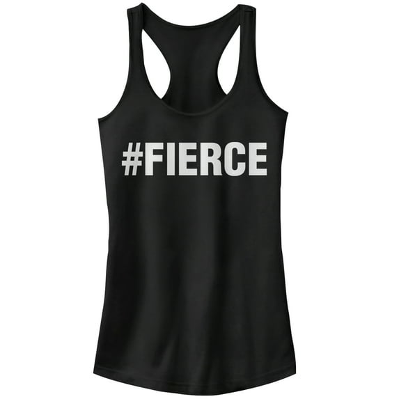 Junior's CHIN UP Hashtag Fierce Racerback Tank Top Black X Large