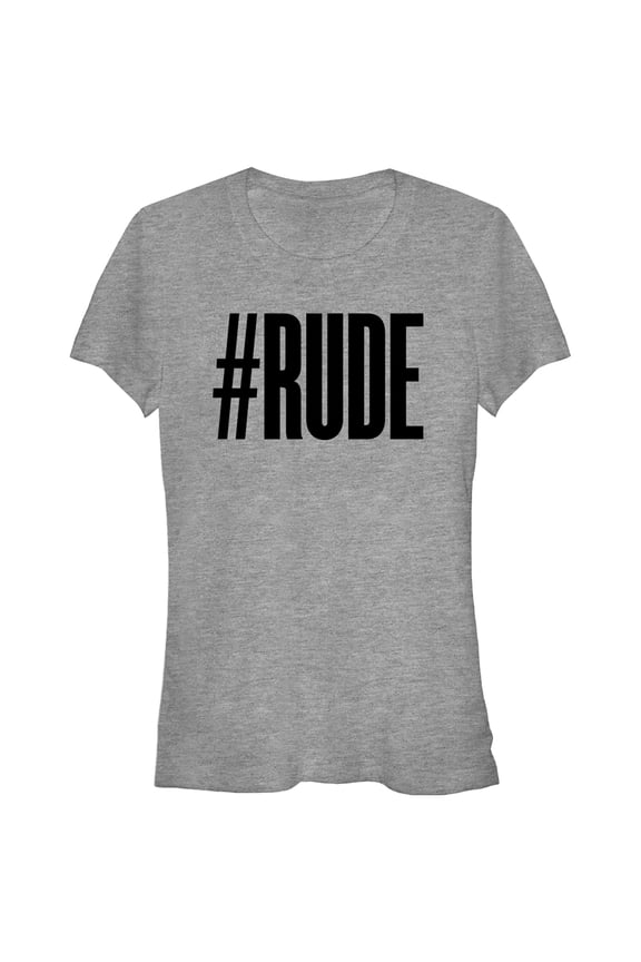 Junior's CHIN UP Hashtag Rude Graphic Tee Athletic Heather Medium