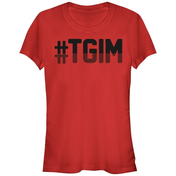 Junior's CHIN UP Hashtag TGIM  Graphic Tee Red Small