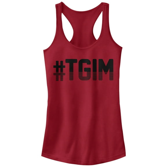 Junior's CHIN UP Hashtag TGIM  Racerback Tank Top Scarlet X Large