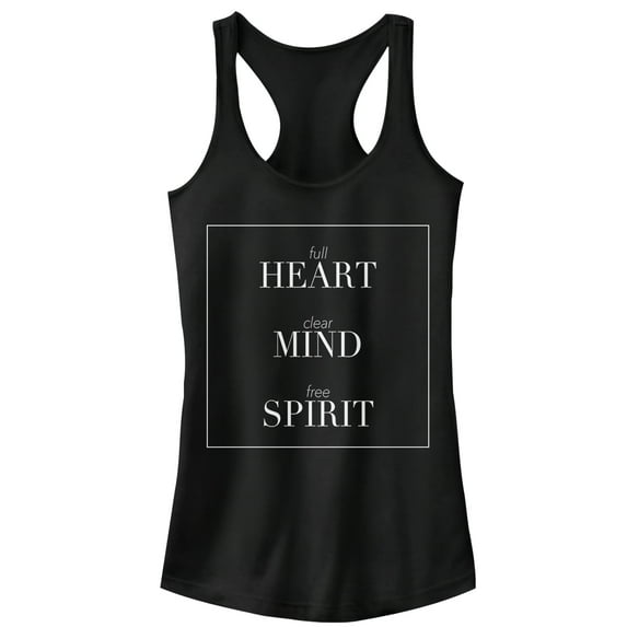 Junior's CHIN UP Heart Mind Spirit Racerback Tank Top Black Large