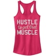 thumbnail image 1 of Junior's CHIN UP Hustle to Get Muscle  Racerback Tank Top Dark Pink Small, 1 of 3