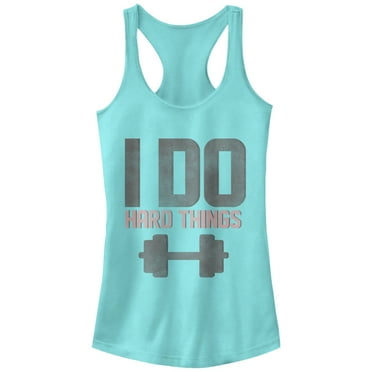 Junior's CHIN UP I Do Hard Things  Racerback Tank Top Cancun 2X Large