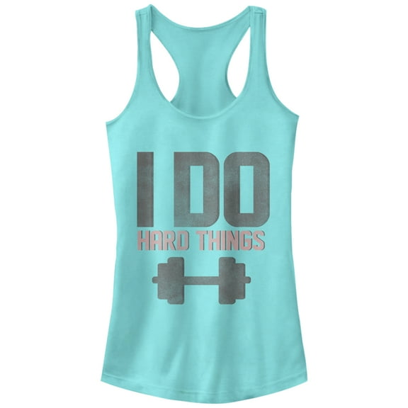Junior's CHIN UP I Do Hard Things Racerback Tank Top Cancun Small