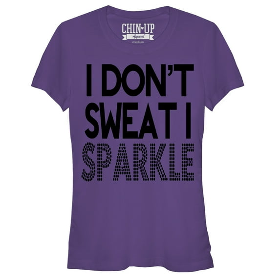 Junior's CHIN UP I Don't Sweat Graphic Tee Purple Large