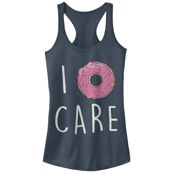 Junior's CHIN UP I Donut Care  Racerback Tank Top Indigo Large