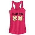 thumbnail image 1 of Junior's CHIN UP I Loaf You  Racerback Tank Top Dark Pink Medium, 1 of 3