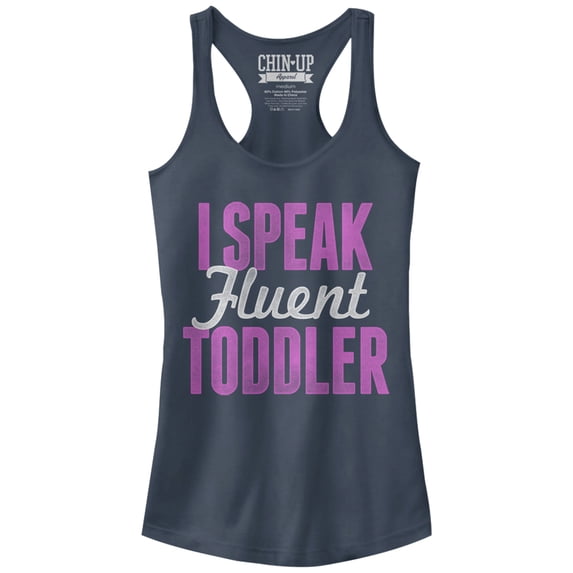Junior's CHIN UP I Speak Fluent Toddler Racerback Tank Top Indigo Medium