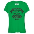 thumbnail image 1 of Junior's CHIN UP I Work Out  Graphic Tee Kelly Green Large, 1 of 2