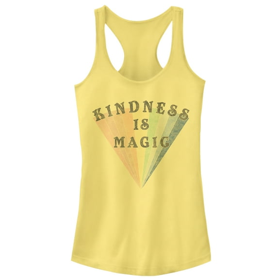 Junior's CHIN UP Kindness is Magic Rainbow Racerback Tank Top Banana Medium