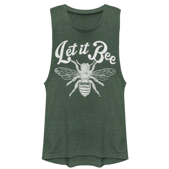 Junior's CHIN UP Let It Bee Festival Muscle Graphic Tee Pine Green Heather 2X Large